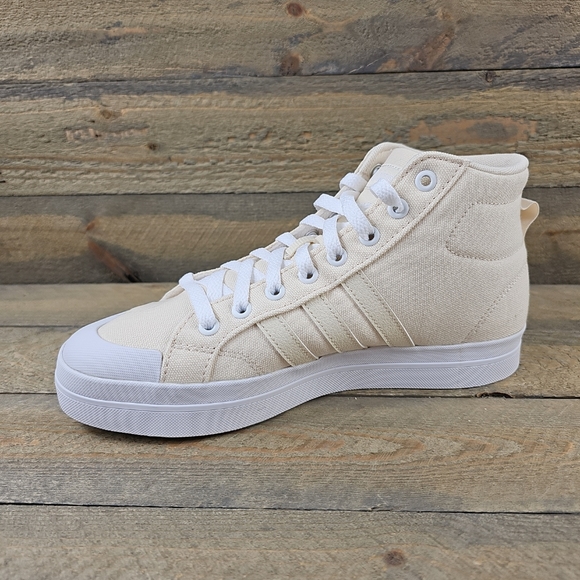 adidas Bravado Mid Women's Skateboarding Casual Canvas Shoe Beige White - Picture 3 of 10